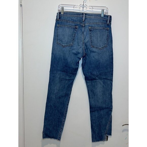 Frame Le Boy Distressed Slim Fit Blue Denim Jeans Womens Size 28 Ankle Length Ra - Picture 6 of 10
